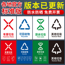 垃圾分类标识贴纸北京上海杭州苏州成都武汉垃圾桶标志不可回收有害易腐厨余其他干湿垃圾指示幼儿园宣传标语