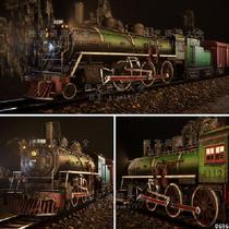 ue4/ue5复古火车模型蒸汽朋克老式破旧列车铁轨车厢虚幻4模型素材